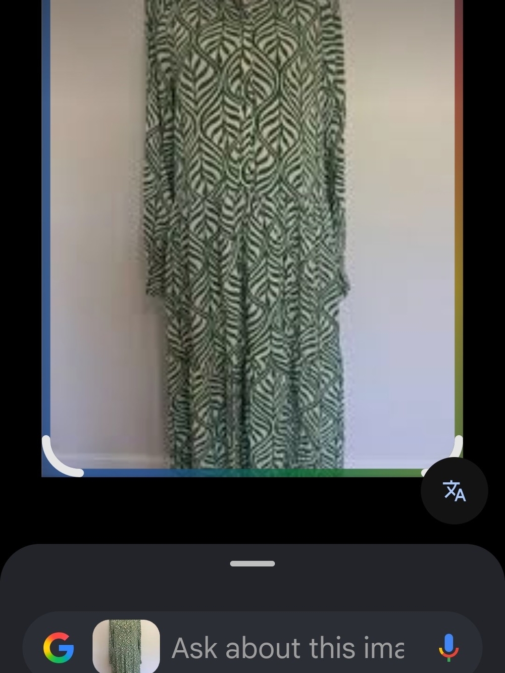 H&M Green and White Leaf-Stripe Button Front Dress